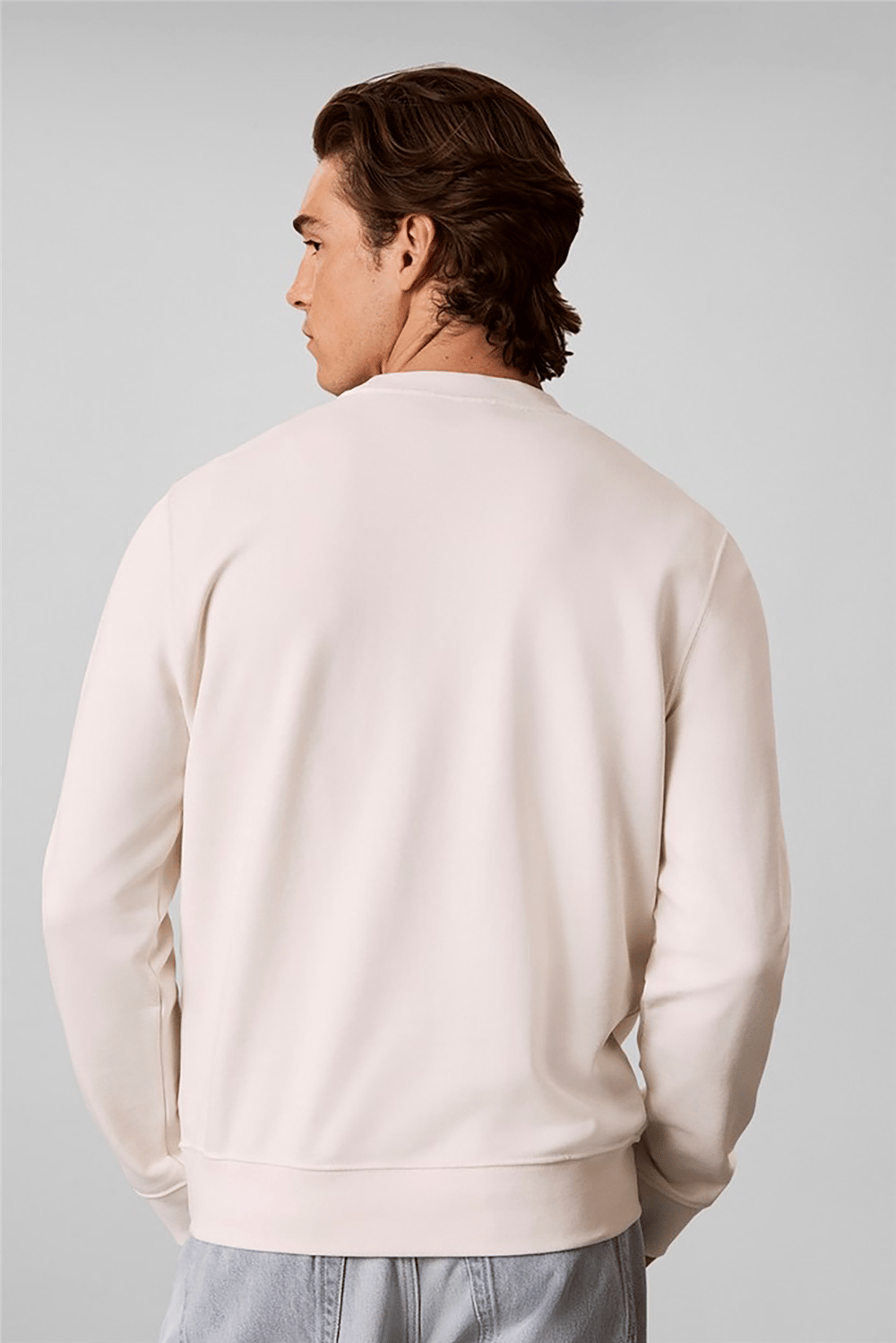 Calvin Klein Cl Ls 350Terry Mnlg Cn Swtshrt Erkek Bisiklet Yaka Sweatshirt Beyaz