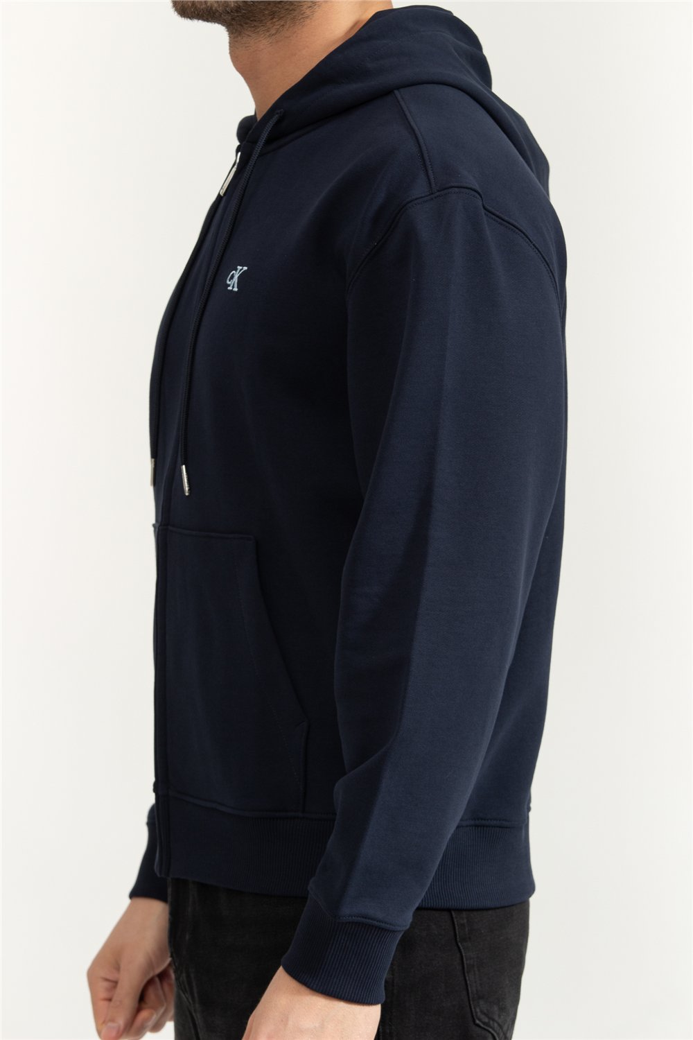 Calvin Klein LS Eu 350Terry Monogram Fz Hoodi Erkek Kapüşonlu Sweatshirt