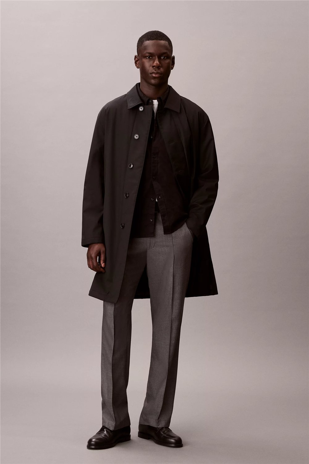 Calvin Klein LS Tech Wool Blend Car Coat Erkek Mont