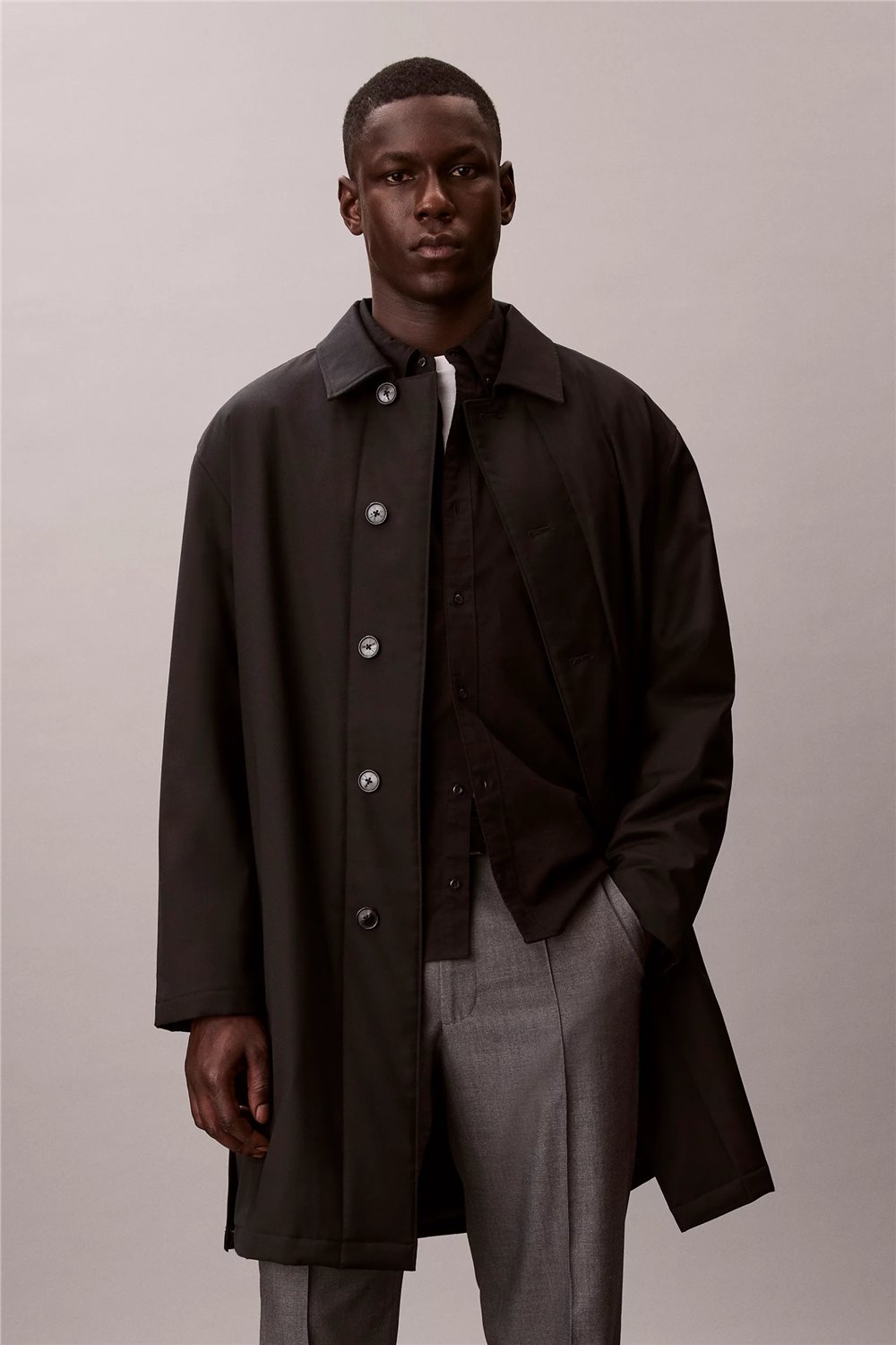 Calvin Klein LS Tech Wool Blend Car Coat Erkek Mont