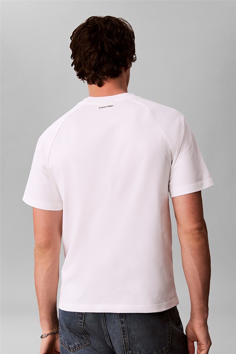 Calvin Klein Ss 20S Easy Clsc Tape Tee Erkek Bisiklet Yaka T-Shirt Beyaz