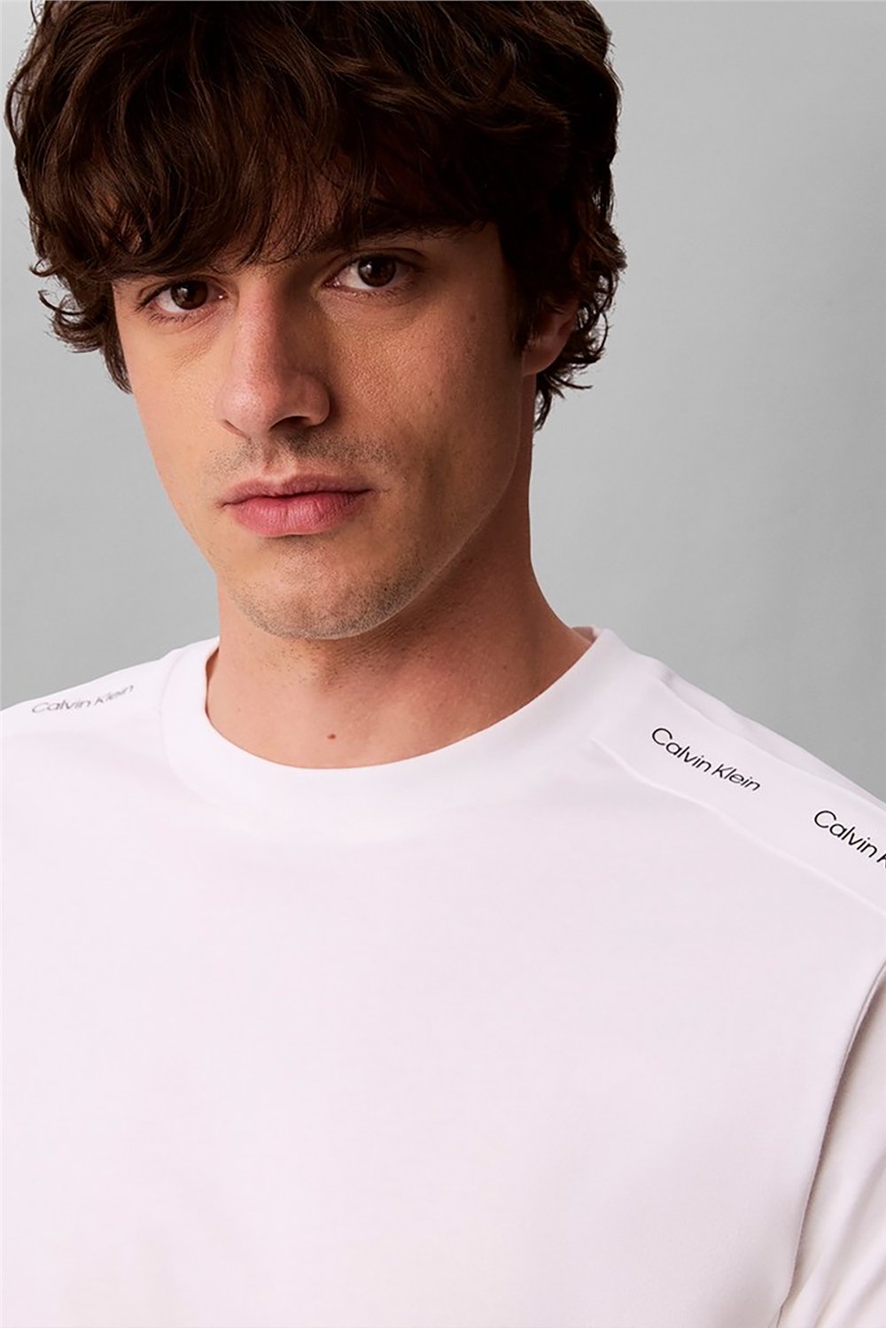 Calvin Klein Ss 20S Easy Clsc Tape Tee Erkek Bisiklet Yaka T-Shirt Beyaz