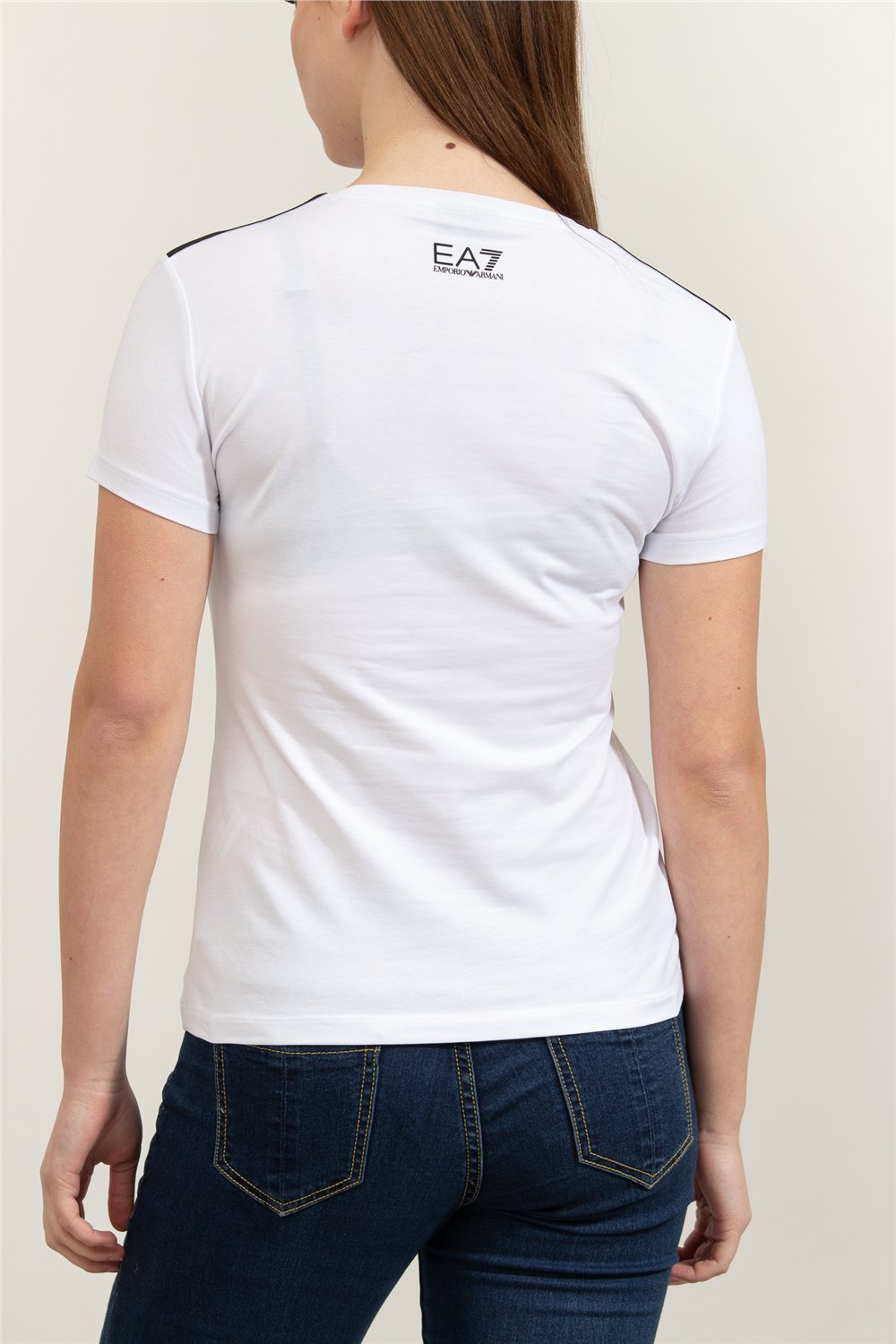 EA7 Kadın Bisiklet Yaka T-Shirt Beyaz