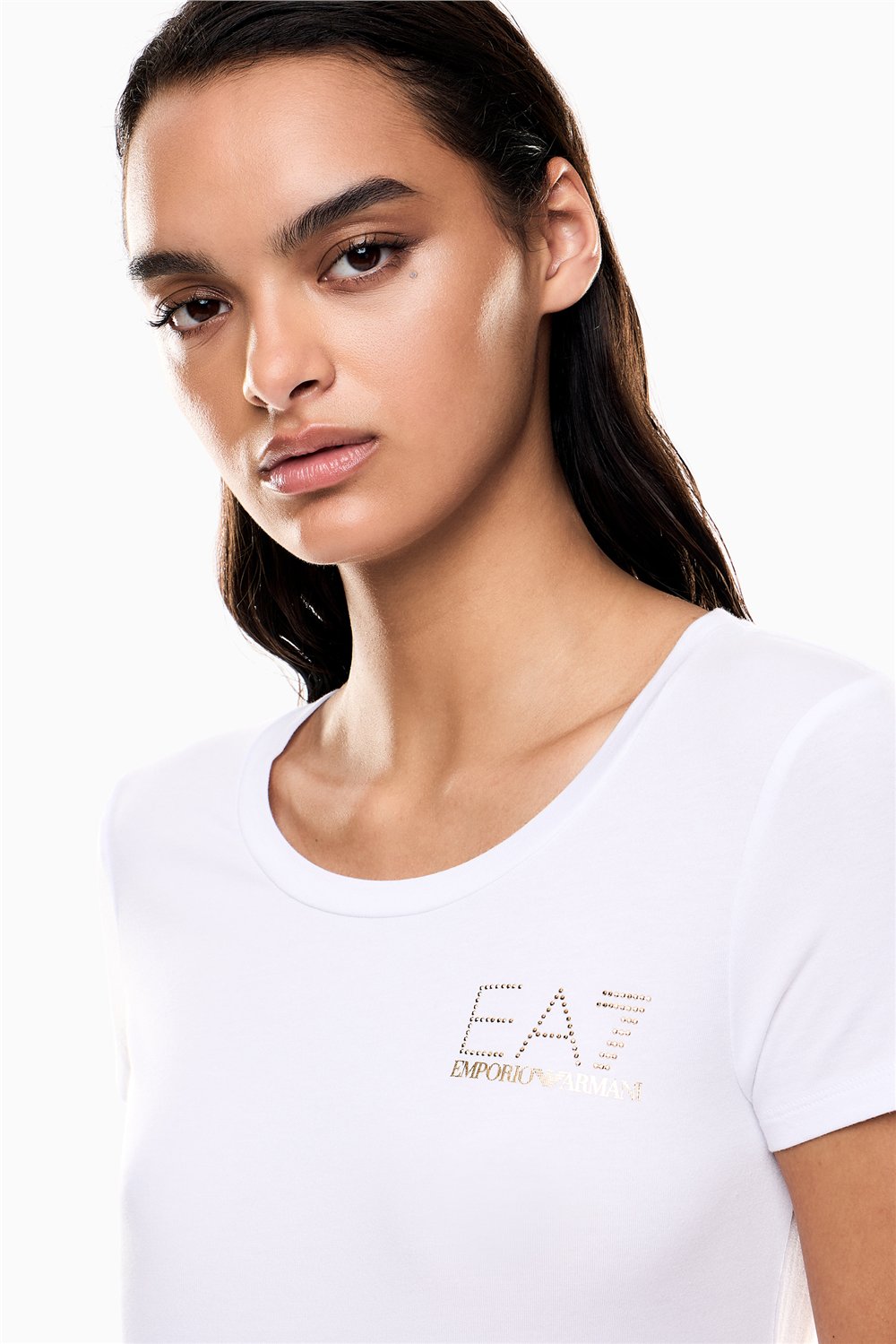 EA7 Kadın Bisiklet Yaka T-Shirt Çok Renkli
