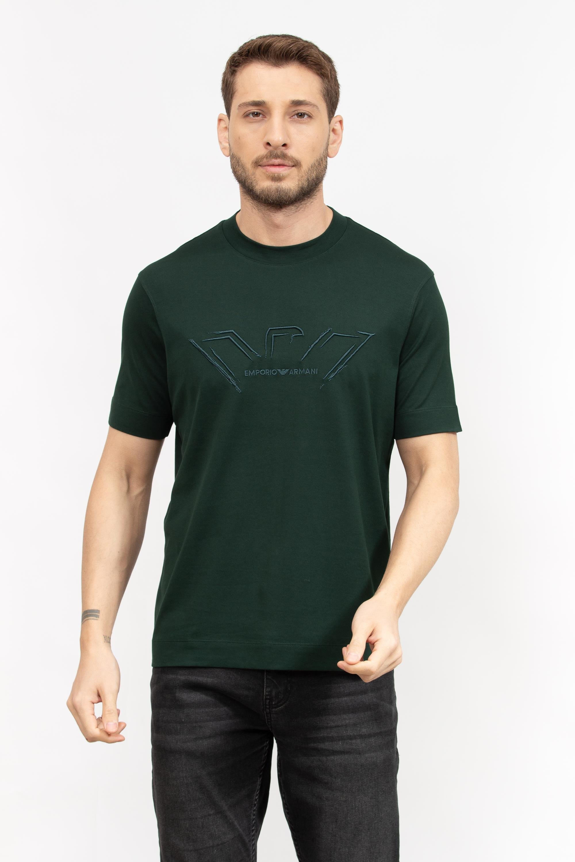 Emporio Armani Erkek Bisiklet Yaka T-Shirt Yeşil