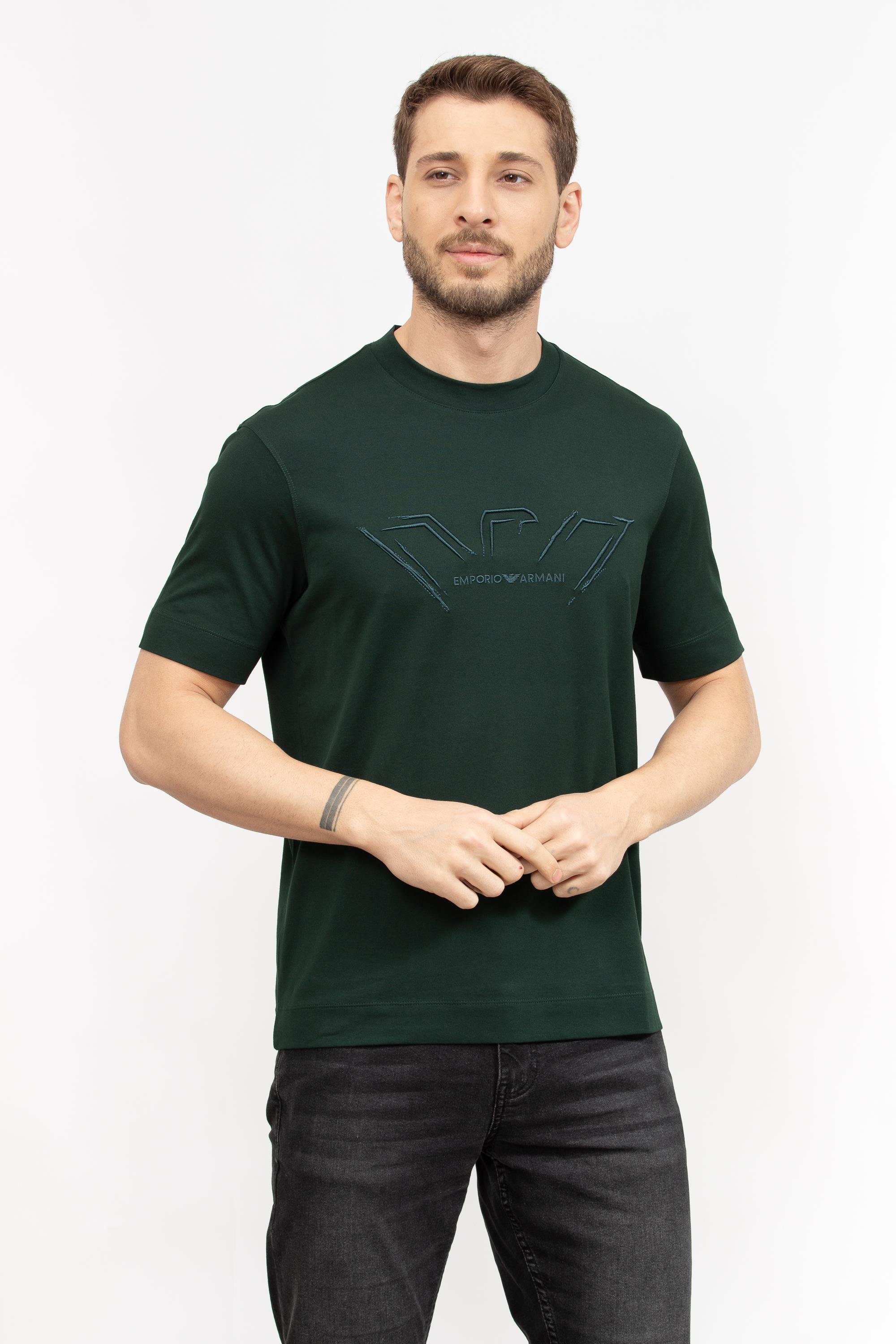Emporio Armani Erkek Bisiklet Yaka T-Shirt Yeşil