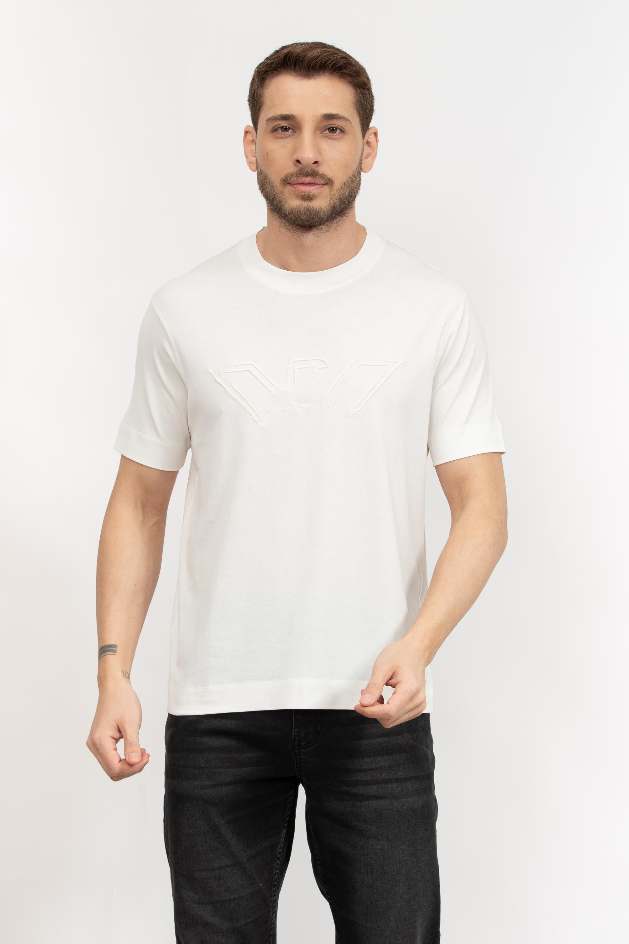 Emporio Armani Erkek Bisiklet Yaka T-Shirt Beyaz