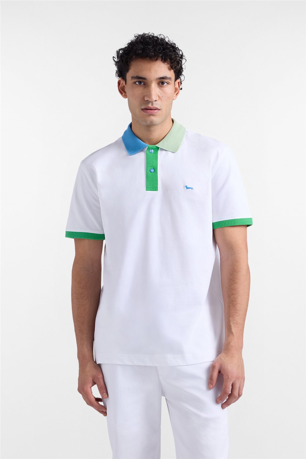 Harmont Blaine Polo Collo 3D Erkek Polo Yaka T-Shirt Beyaz