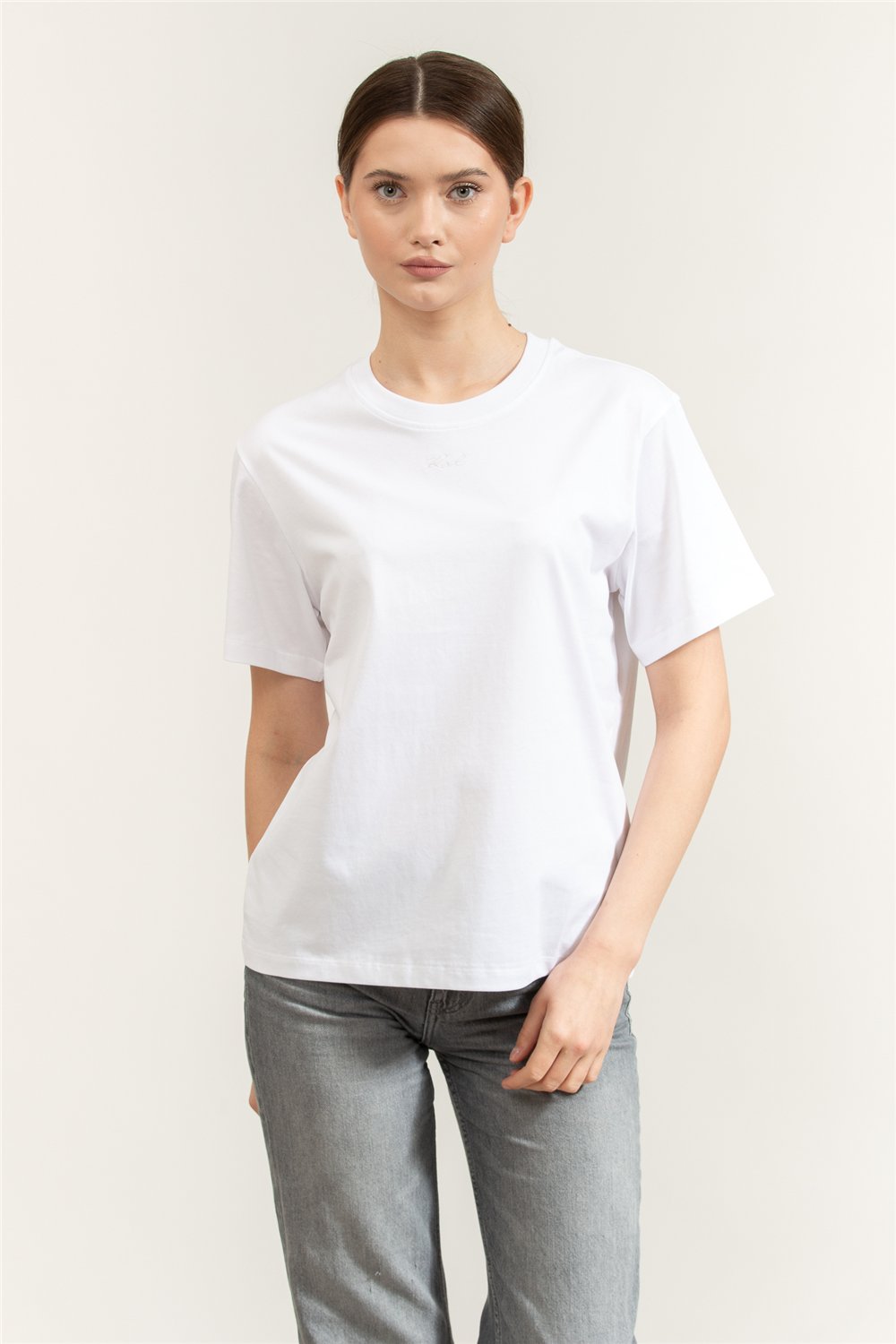 Karl Lagerfeld Essential Relaxed T-Shirt Kadın Bisiklet Yaka T-Shirt Beyaz