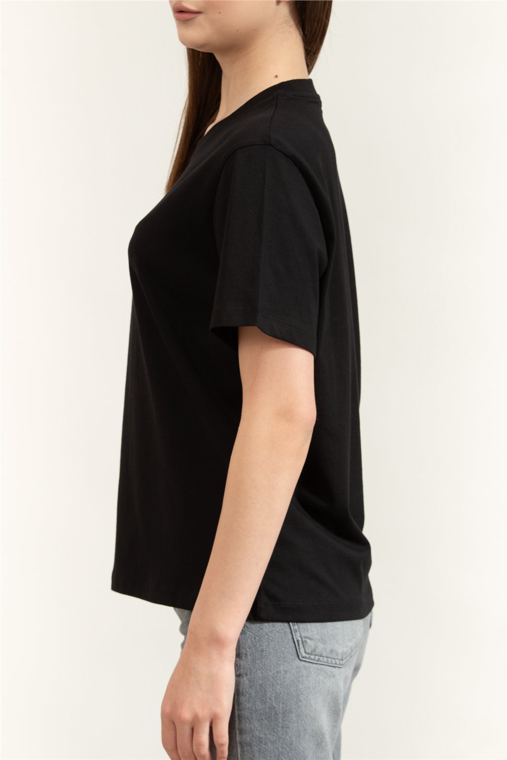 Karl Lagerfeld Essential Relaxed T-Shirt Kadın Bisiklet Yaka T-Shirt Siyah