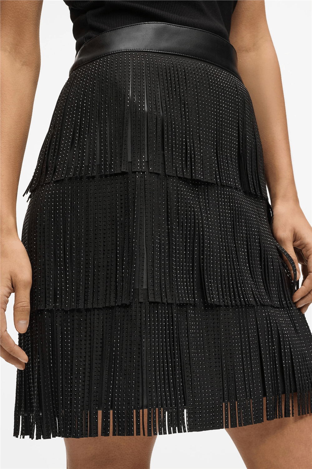 Karl Lagerfeld Fringe Mini Kadın Etek Siyah