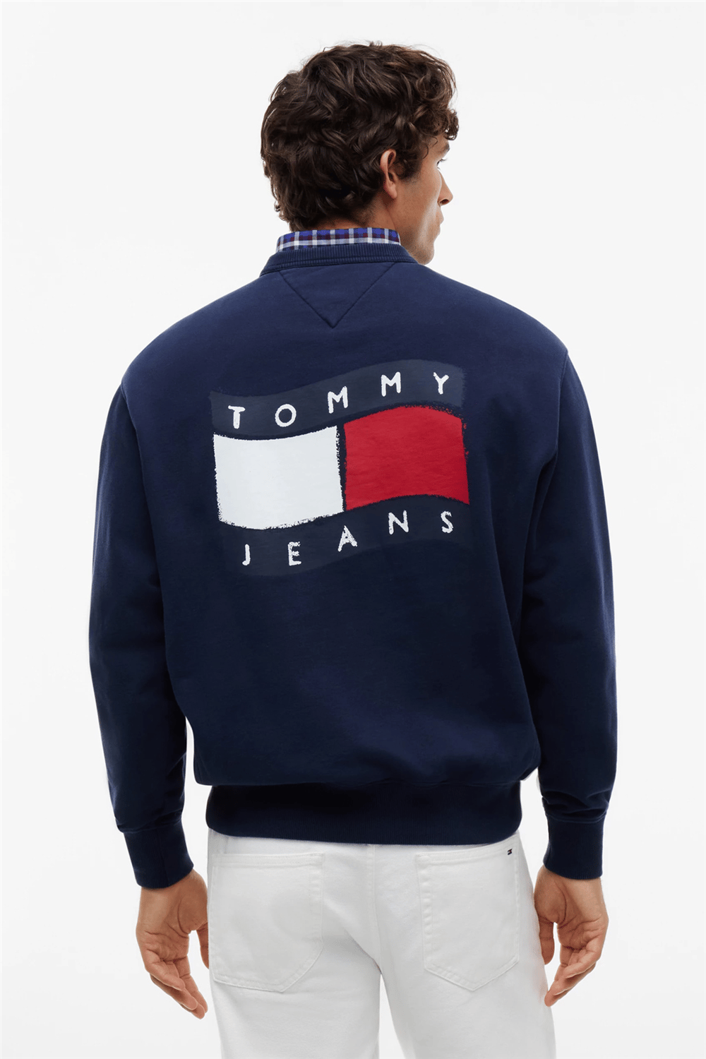 Tommy Hilfiger Tjm Rlx Wavy Flag Erkek Bisiklet Yaka Sweatshirt Mavi