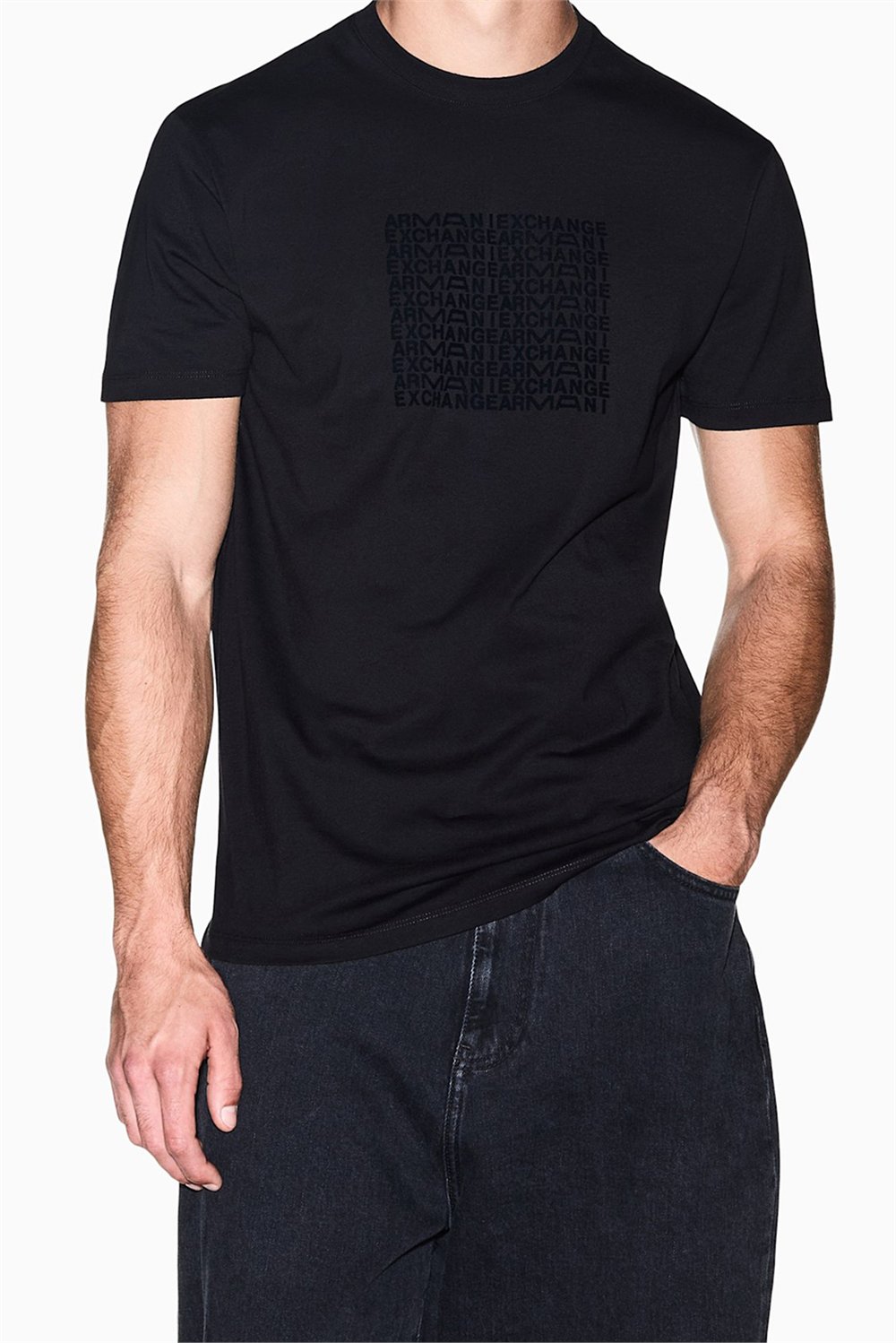 Armani Exchange Erkek Bisiklet Yaka T-Shirt Siyah