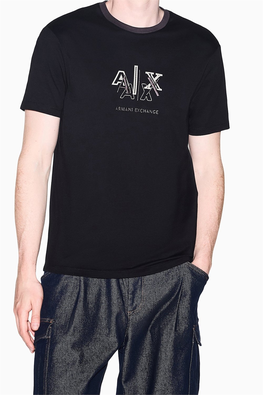 Armani Exchange Erkek Bisiklet Yaka T-Shirt Siyah