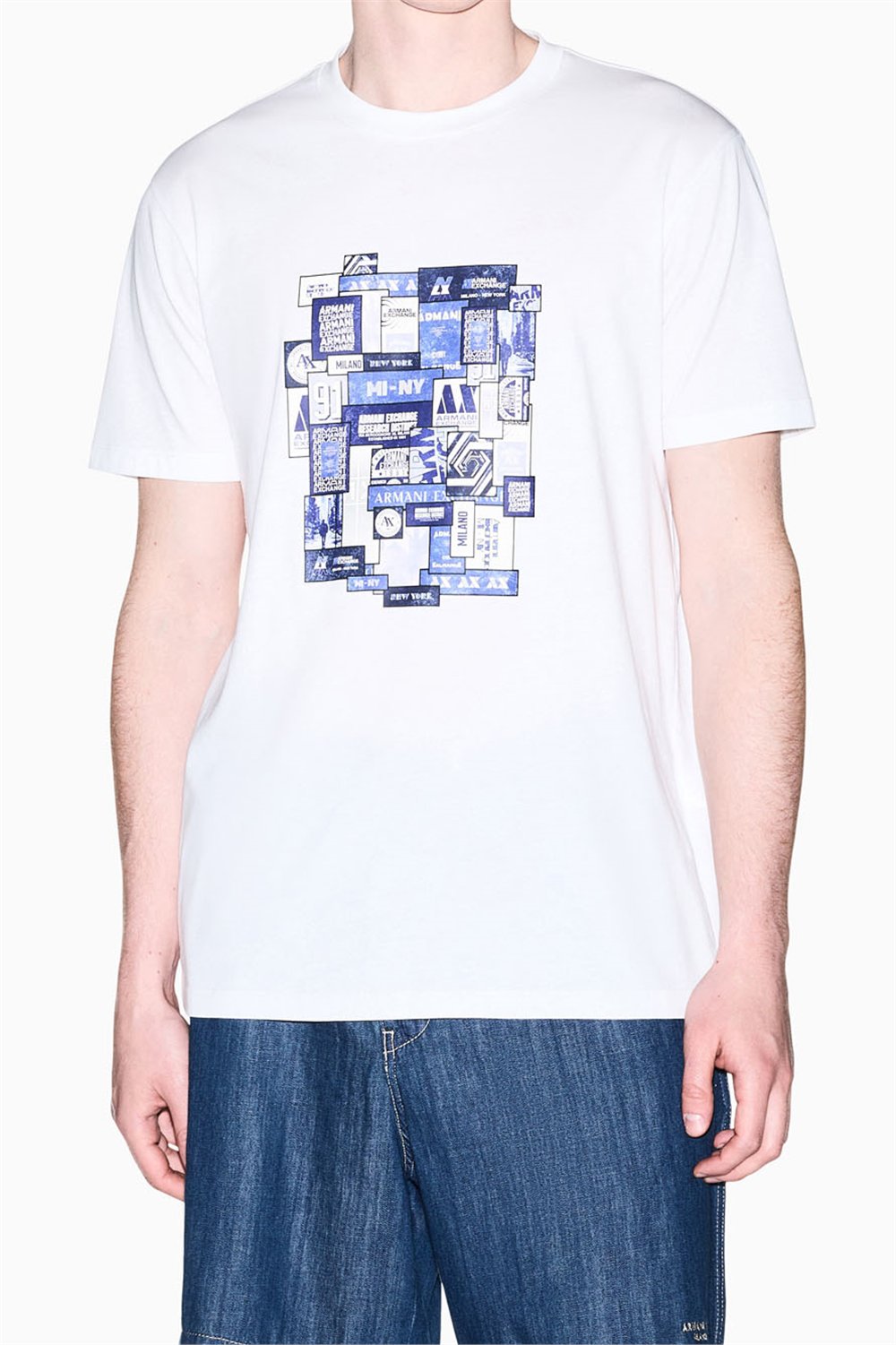 Armani Exchange Erkek Bisiklet Yaka T-Shirt Beyaz