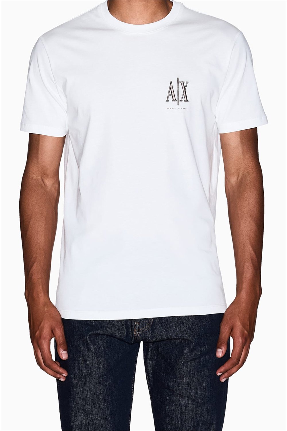 Armani Exchange Erkek Bisiklet Yaka T-Shirt Beyaz