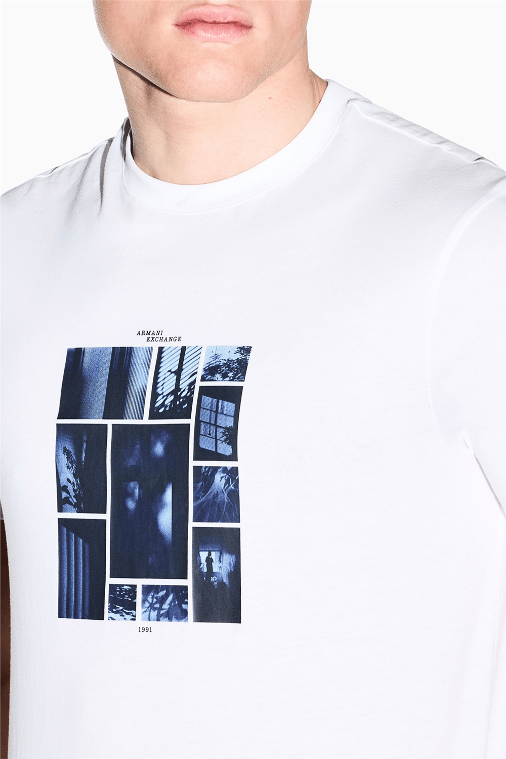 Armani Exchange Erkek Bisiklet Yaka T-Shirt Beyaz