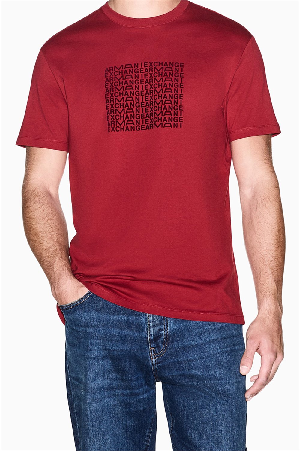 Armani Exchange Erkek Bisiklet Yaka T-Shirt Kırmızı