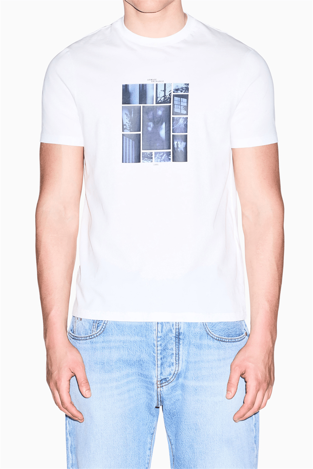 Armani Exchange Erkek Bisiklet Yaka T-Shirt Beyaz