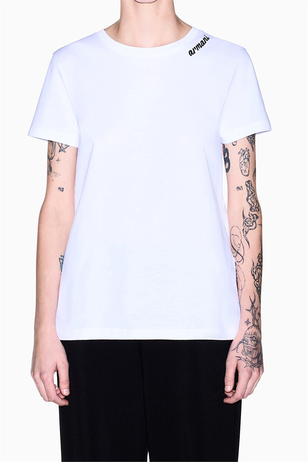 Armani Exchange Kadın Bisiklet Yaka T-Shirt Beyaz