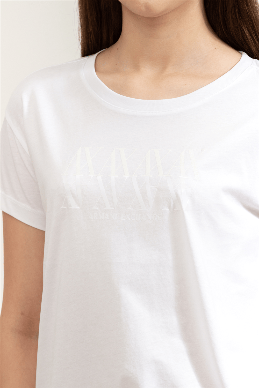 Armani Exchange Kadın Bisiklet Yaka T-Shirt Beyaz