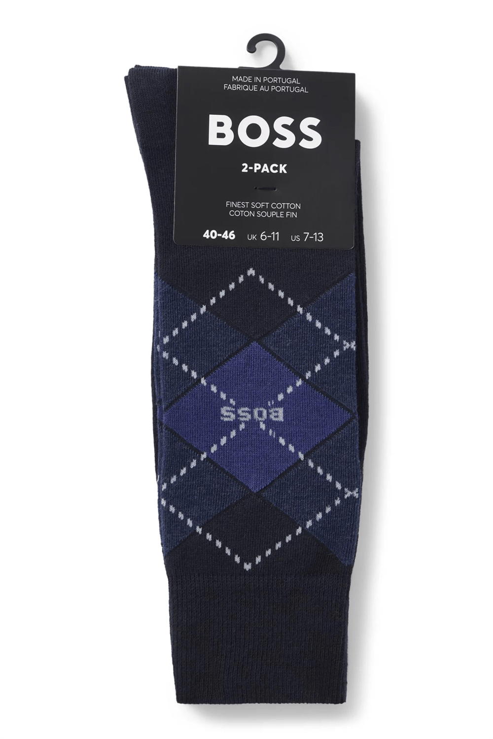 Boss Argyle Erkek 2li Çorap Mavi