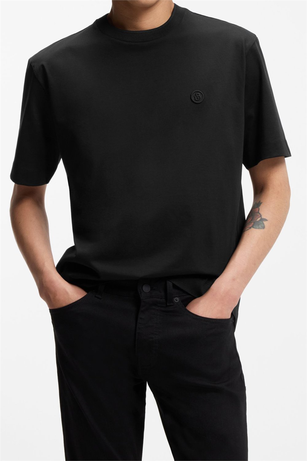 Boss C Tames 98 Erkek Bisiklet Yaka T-Shirt Siyah