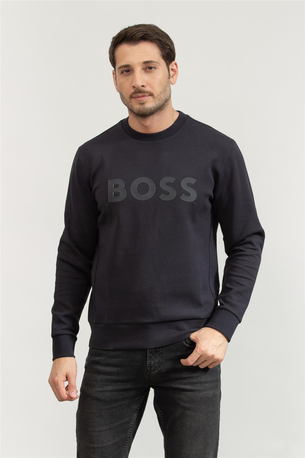 Boss Erkek Bisiklet Yaka Sweatshirt