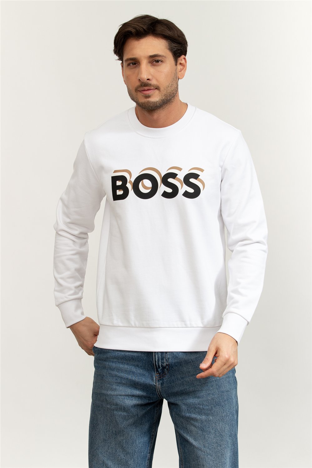 Boss Erkek Bisiklet Yaka Sweatshirt