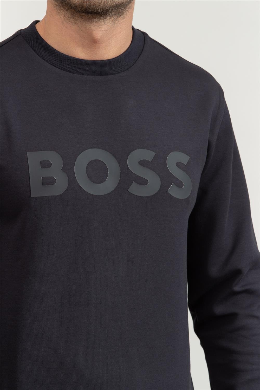 Boss Erkek Bisiklet Yaka Sweatshirt