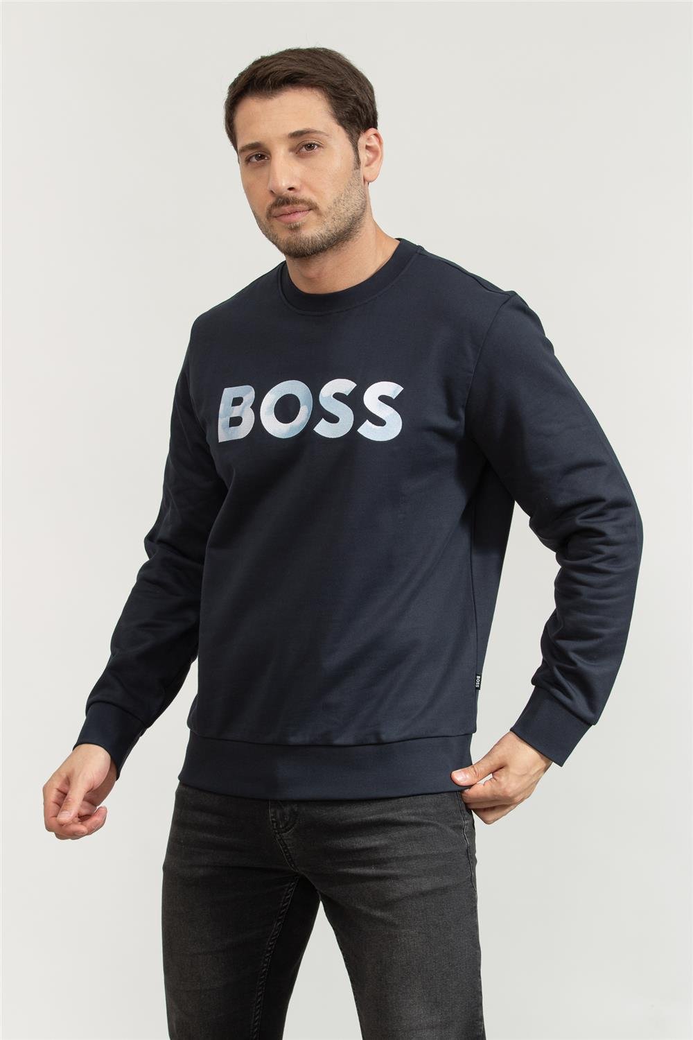 Boss Erkek Bisiklet Yaka Sweatshirt