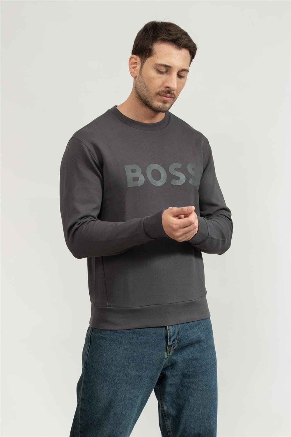 Boss Erkek Bisiklet Yaka Sweatshirt