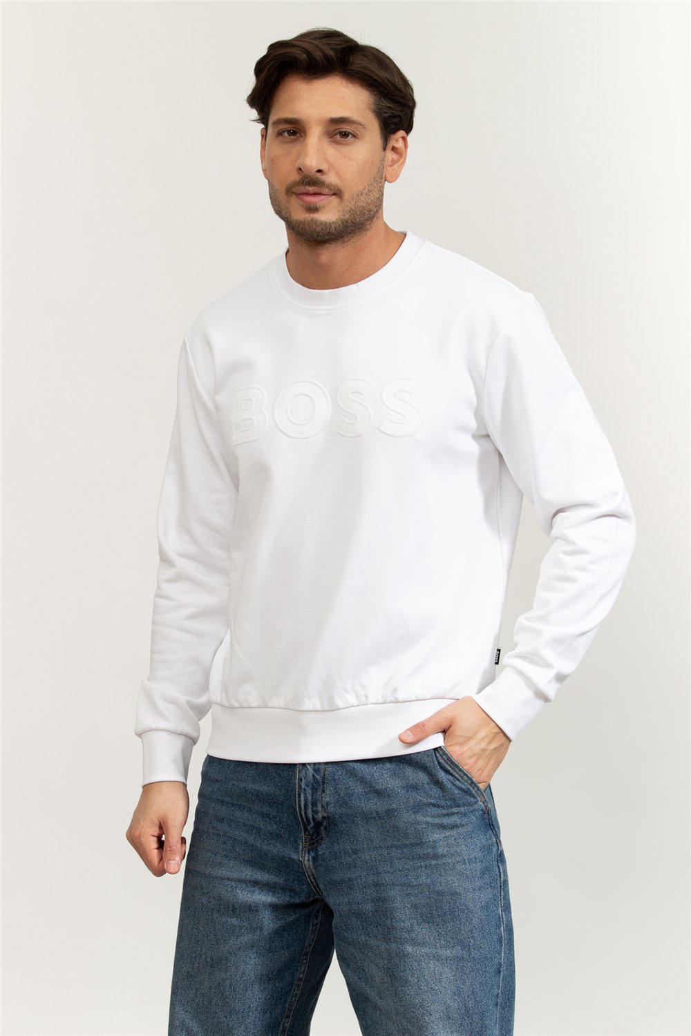Boss Erkek Bisiklet Yaka Sweatshirt