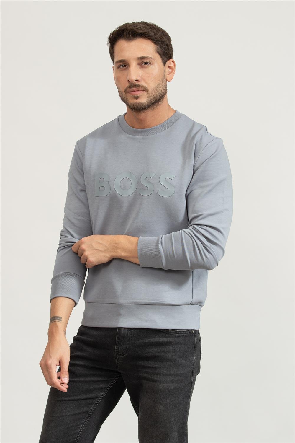 Boss Erkek Bisiklet Yaka Sweatshirt