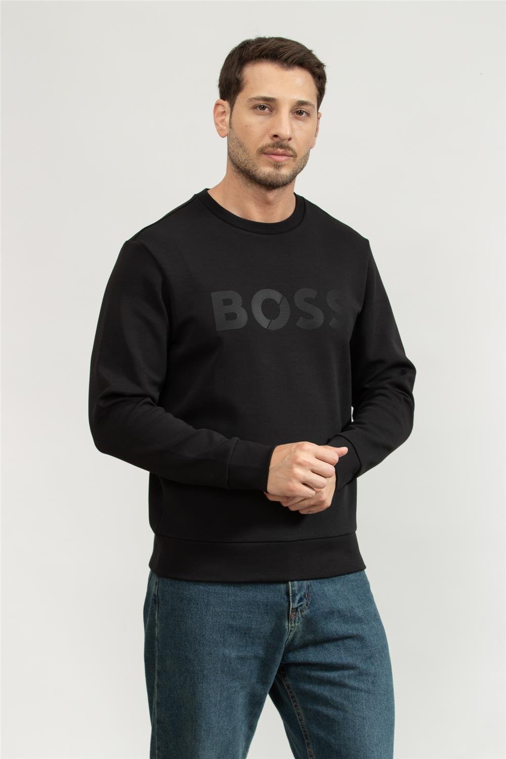 Boss Erkek Bisiklet Yaka Sweatshirt