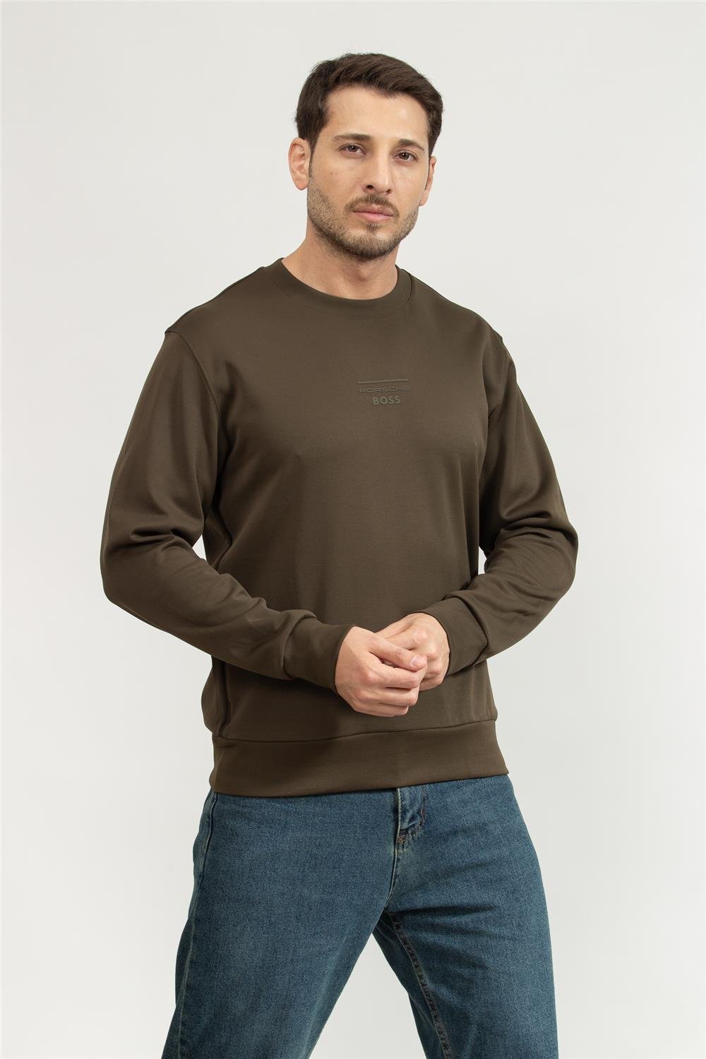 Boss Erkek Bisiklet Yaka Sweatshirt