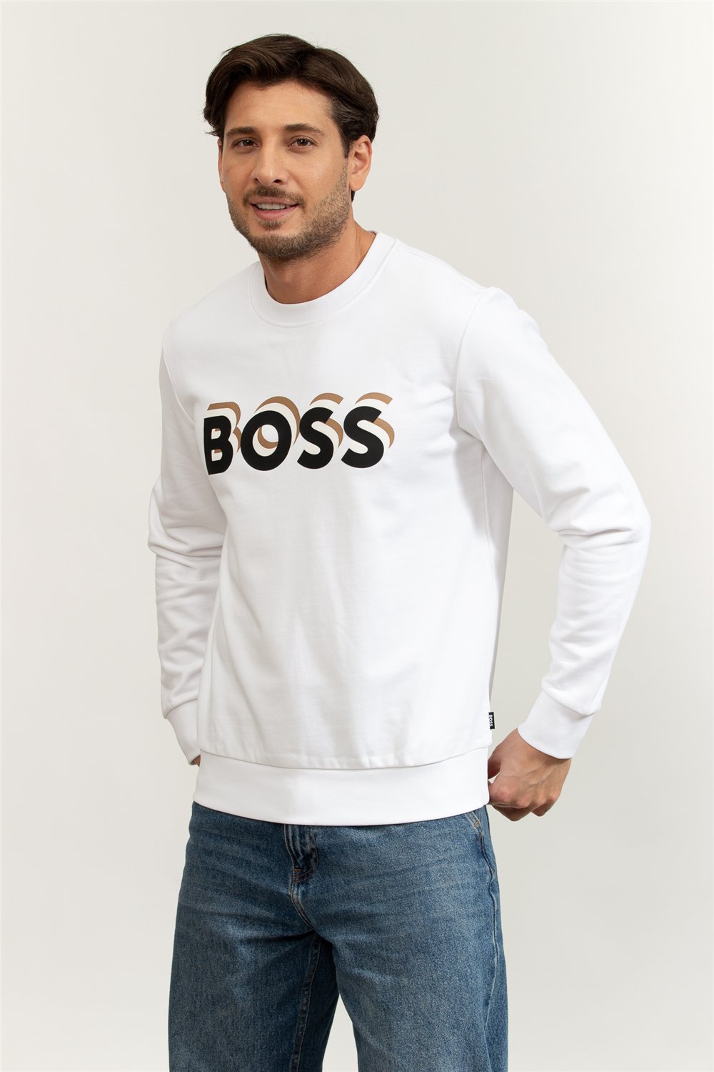 Boss Erkek Bisiklet Yaka Sweatshirt