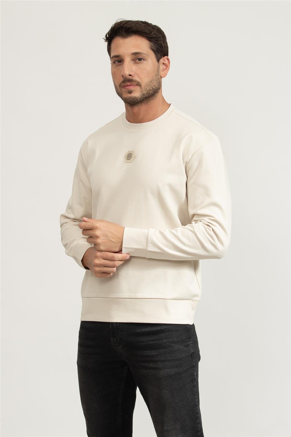 Boss Erkek Bisiklet Yaka Sweatshirt