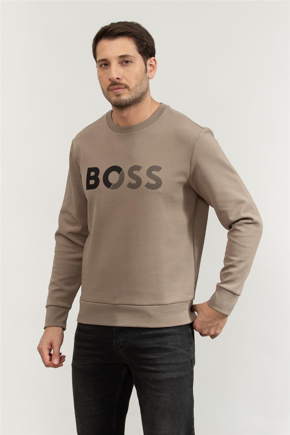 Boss Erkek Bisiklet Yaka Sweatshirt