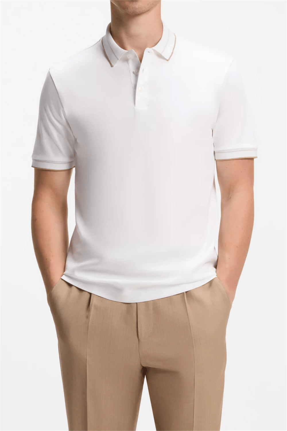 BOSS H Phillipson 195 Erkek Polo Yaka T-Shirt Beyaz