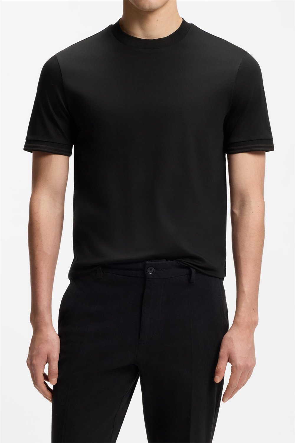 Boss H Tessler 238 Erkek Bisiklet Yaka T-Shirt Siyah