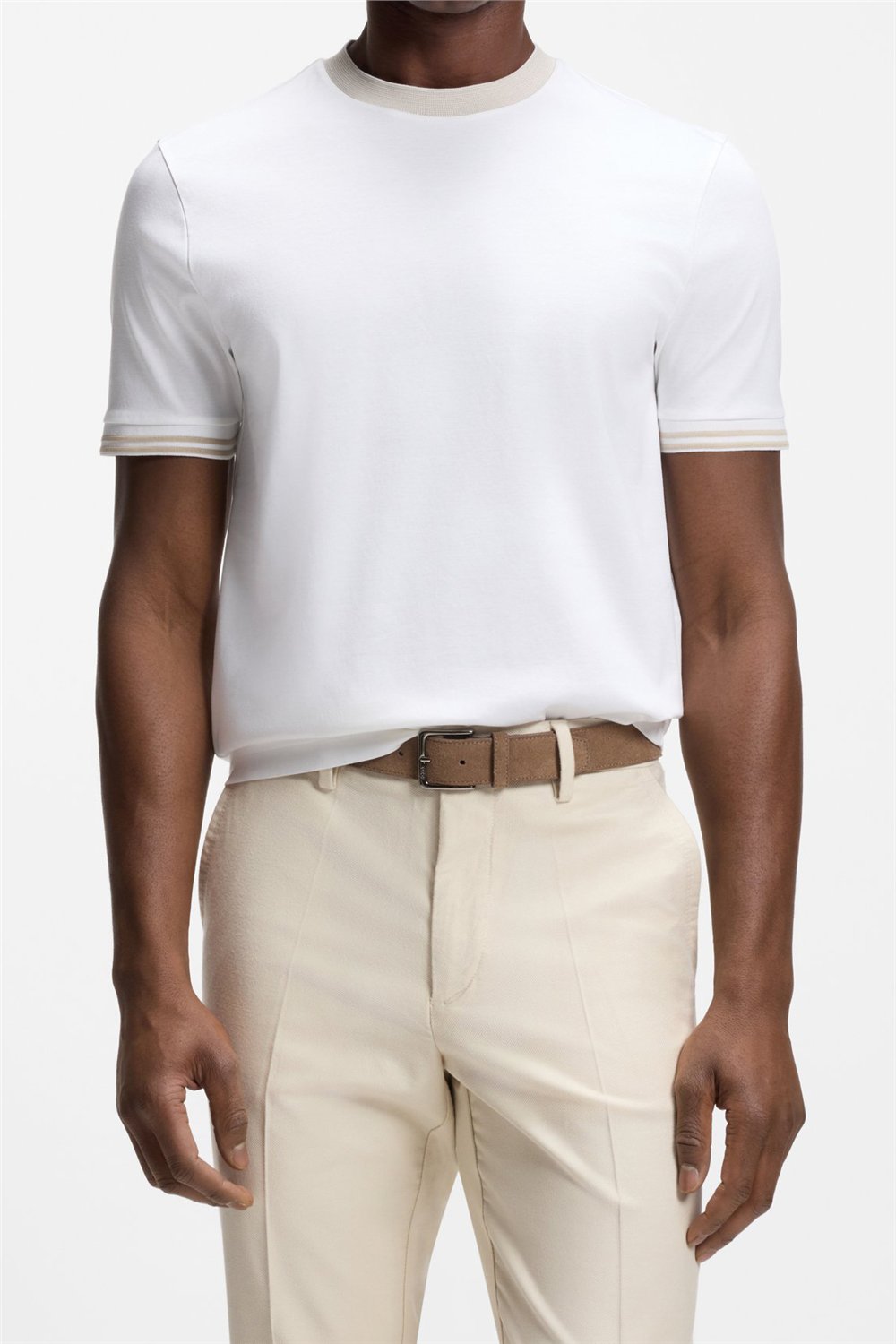 Boss H Tessler 238 Erkek Bisiklet Yaka T-Shirt Beyaz