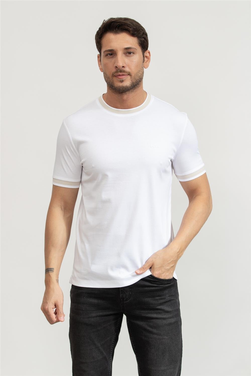 BOSS H-Tessler Erkek Bisiklet Yaka T-Shirt