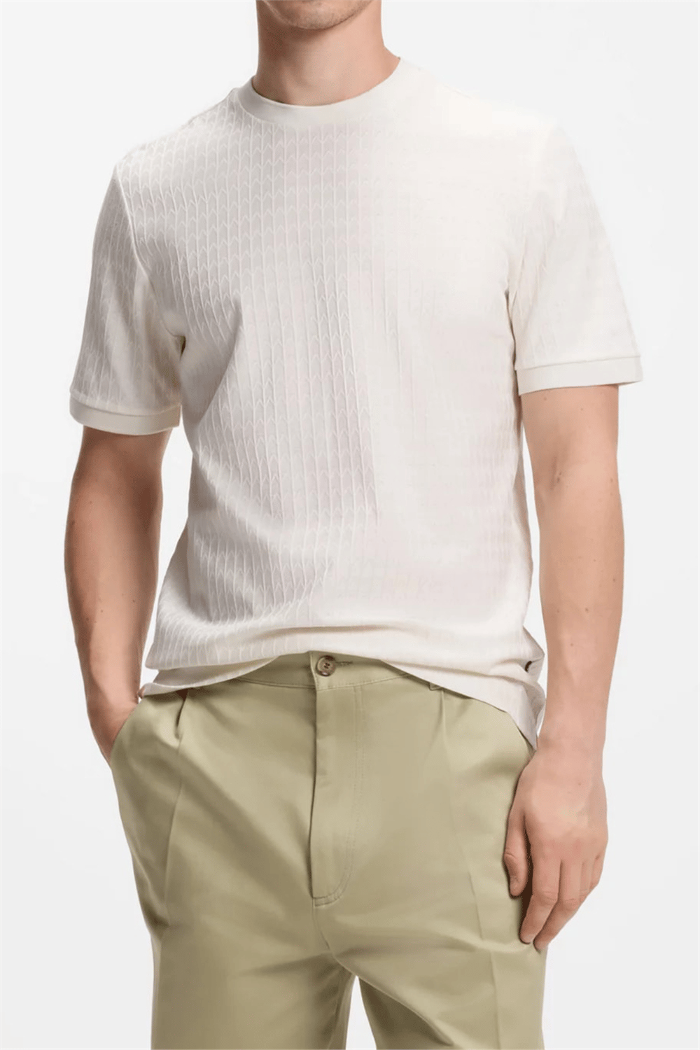 BOSS H Thompson 321 Erkek Bisiklet Yaka T-Shirt Beyaz