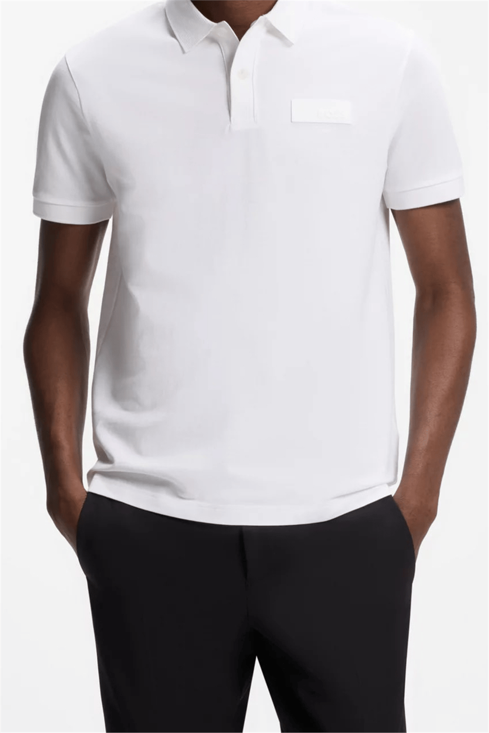 BOSS Paddy Structure Erkek Polo Yaka T-Shirt Beyaz