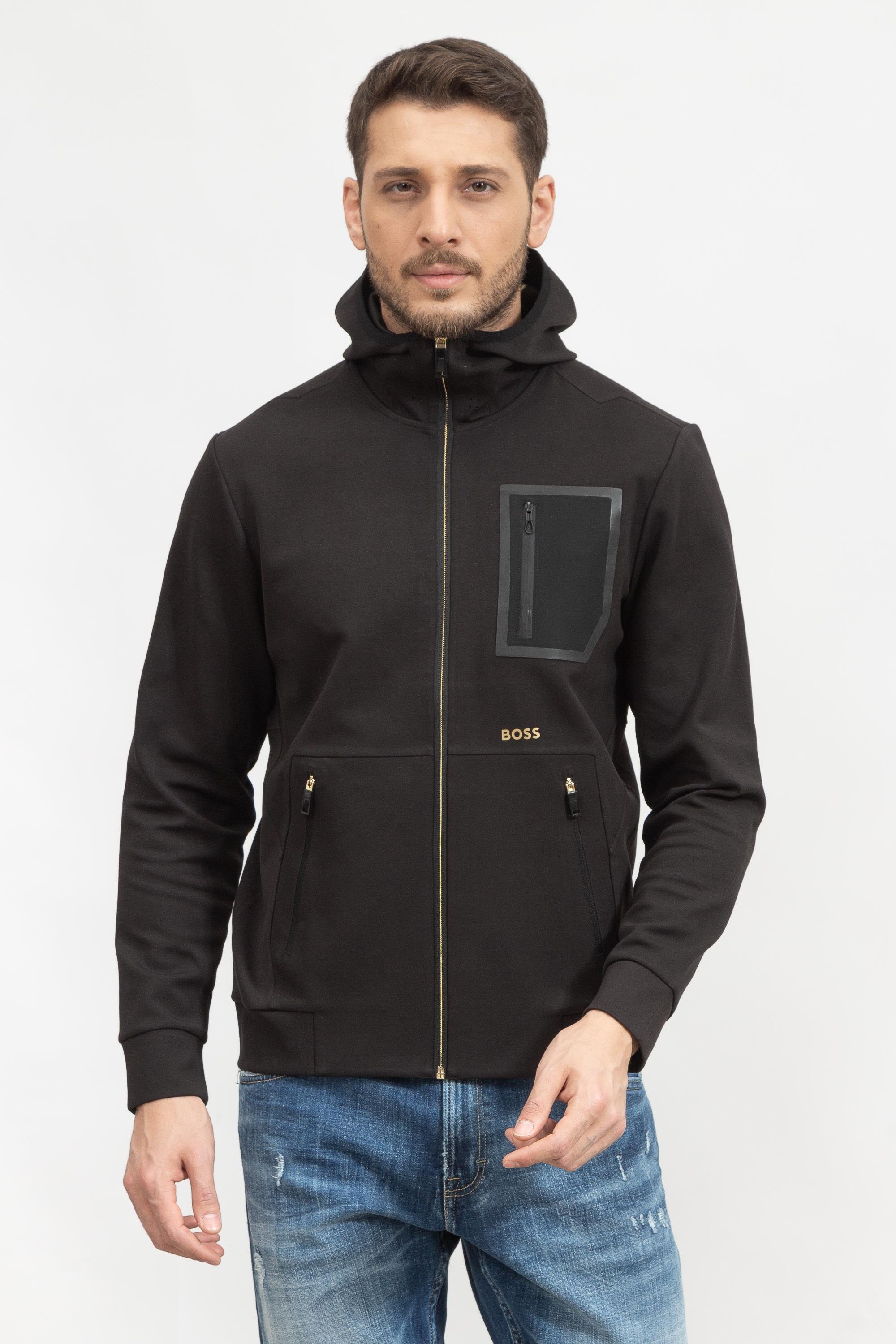 Boss Sariq Erkek Fermuarlı Sweatshirt