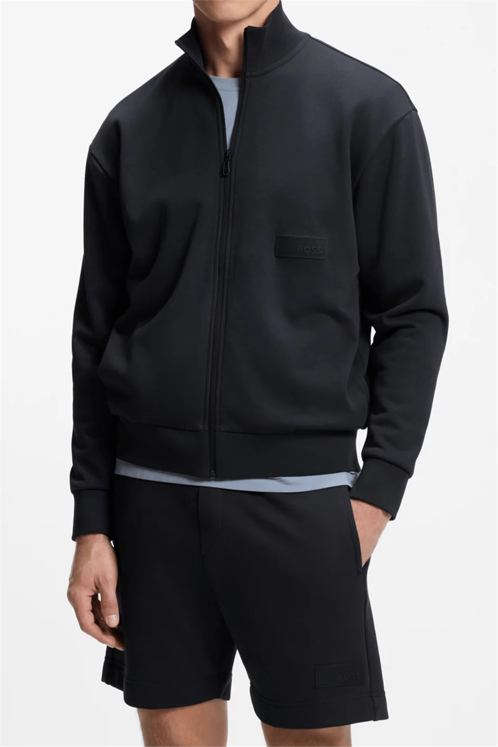 BOSS Sw Collar Full Zip Erkek Fermuarlı Sweatshirt Mavi
