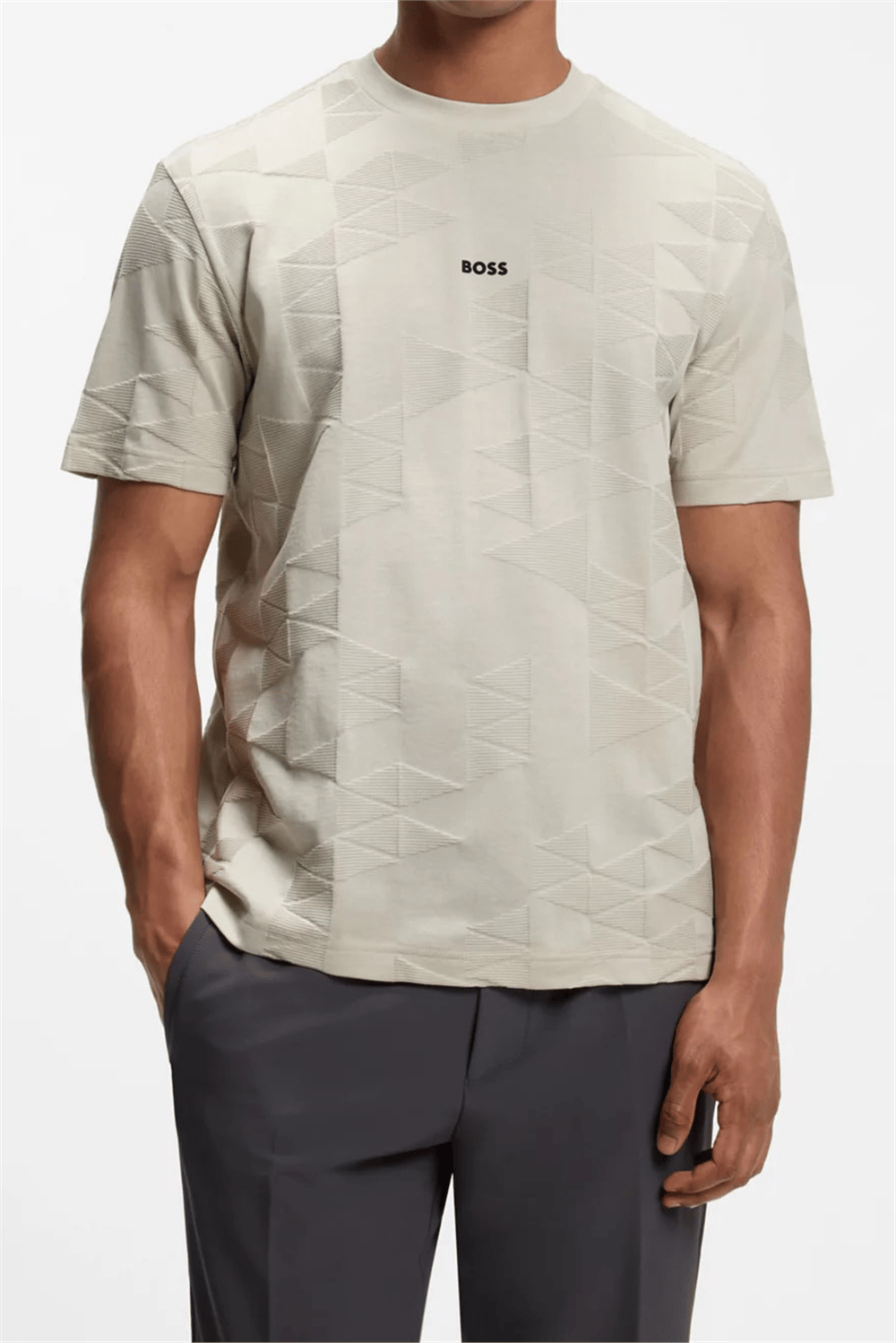 BOSS Ts Network Jq Erkek Bisiklet Yaka T-Shirt Bej