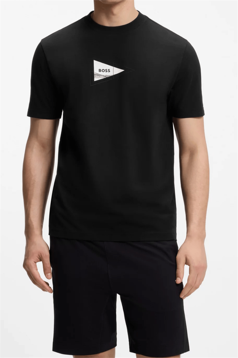 BOSS Ts Network Photo Erkek Bisiklet Yaka T-Shirt Siyah