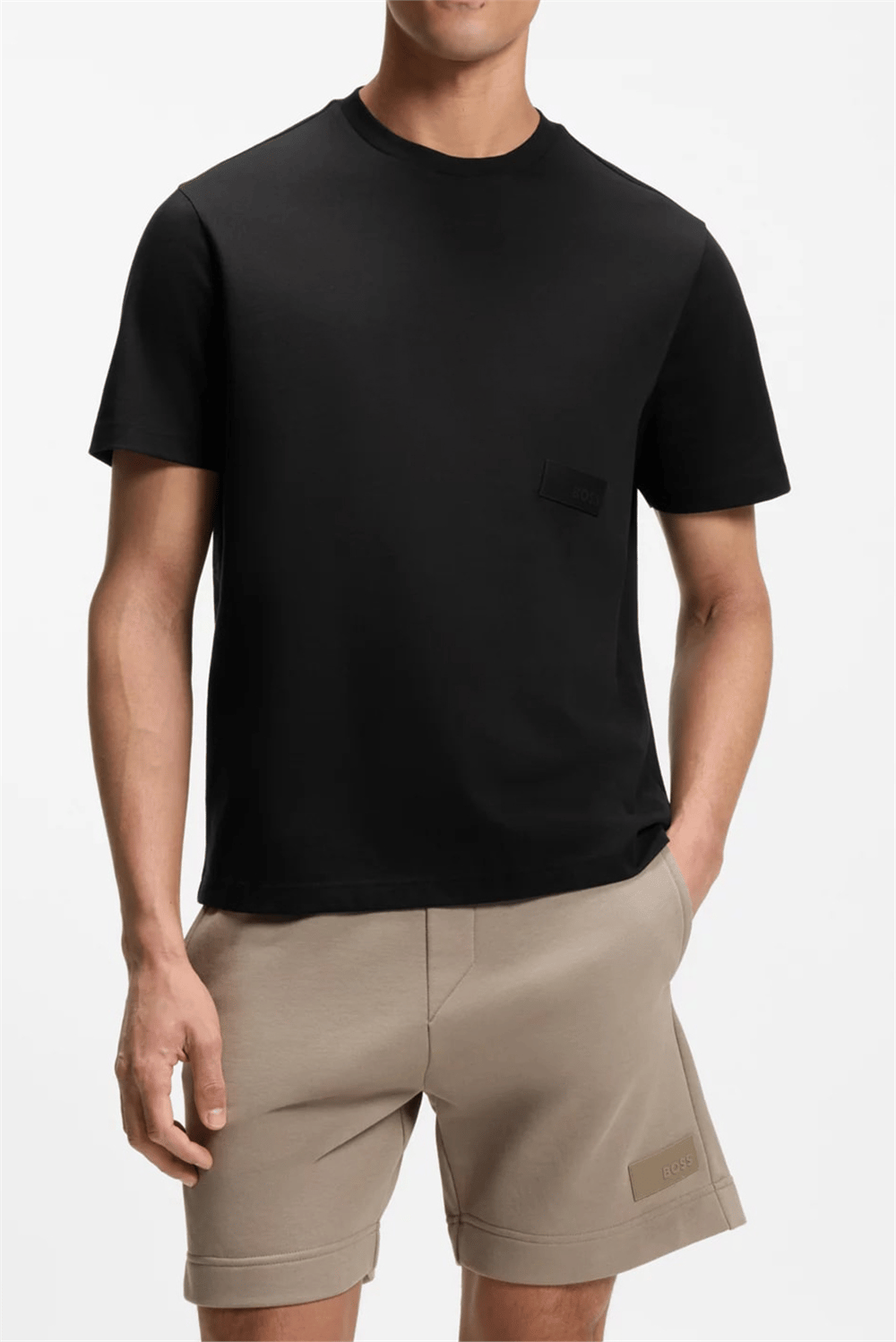BOSS Ts Structure Erkek Bisiklet Yaka T-Shirt Siyah